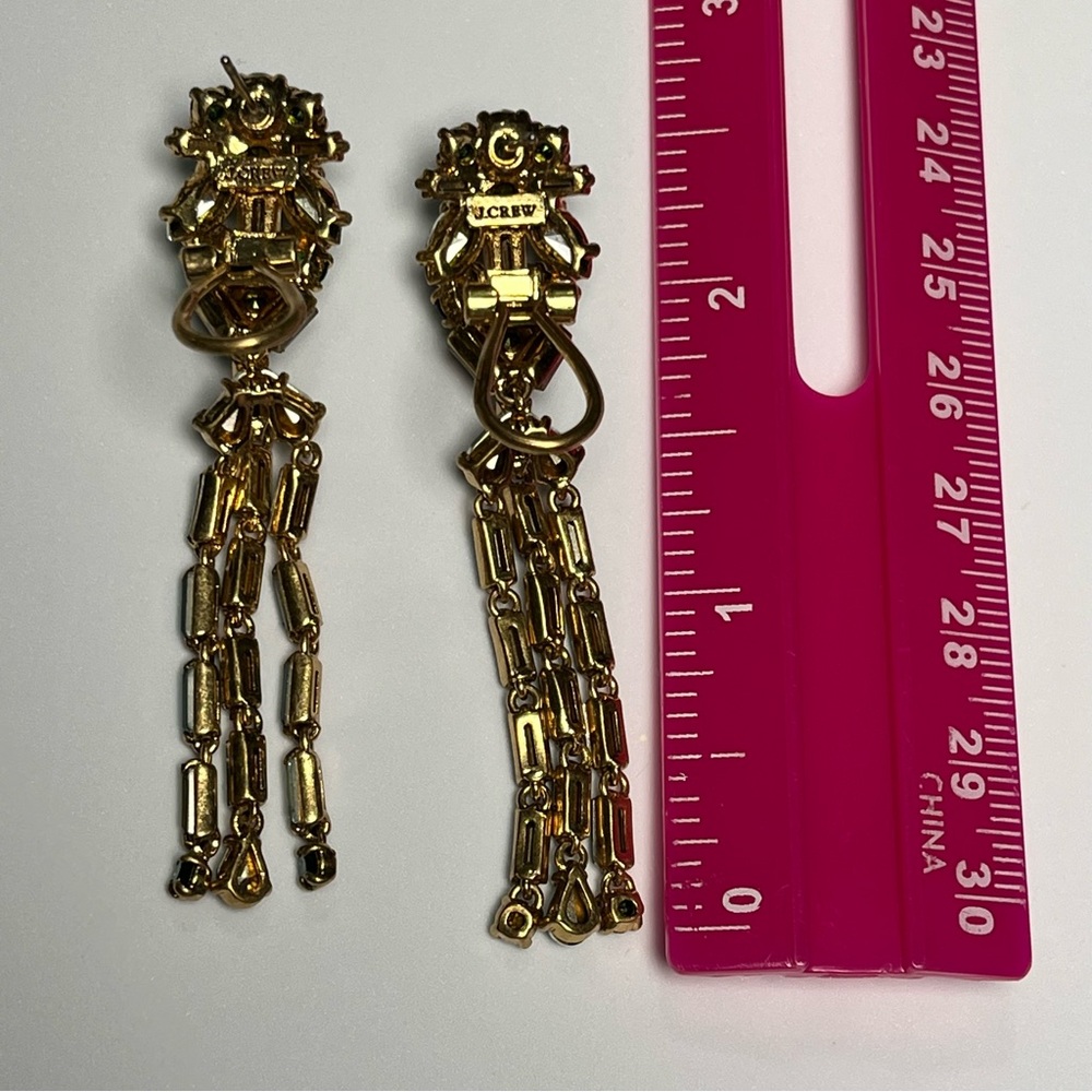 J. Crew Gold-Tone Emerald Green Crystal Drop Earrings - Picture 3 of 4
